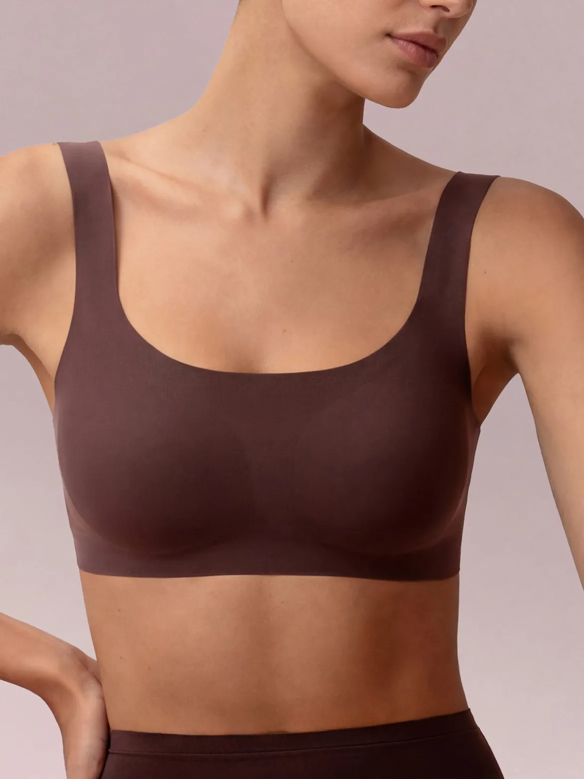 Infiore MICROFIT 01702 Reggiseno top donna imbottito senza ferretto COPPA B - moro