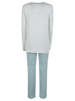 Infiore Pigiama lungo da donna aperto in cotone interlock taglie forti - acqua marina