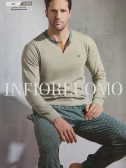 Infioreuomo OASI Pigiama lungo da uomo in cotone jersey - sabbia