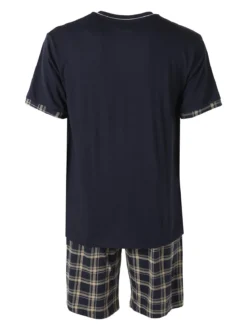 Infioreuomo Pigiama corto da uomo in cotone a quadri - blu scuro