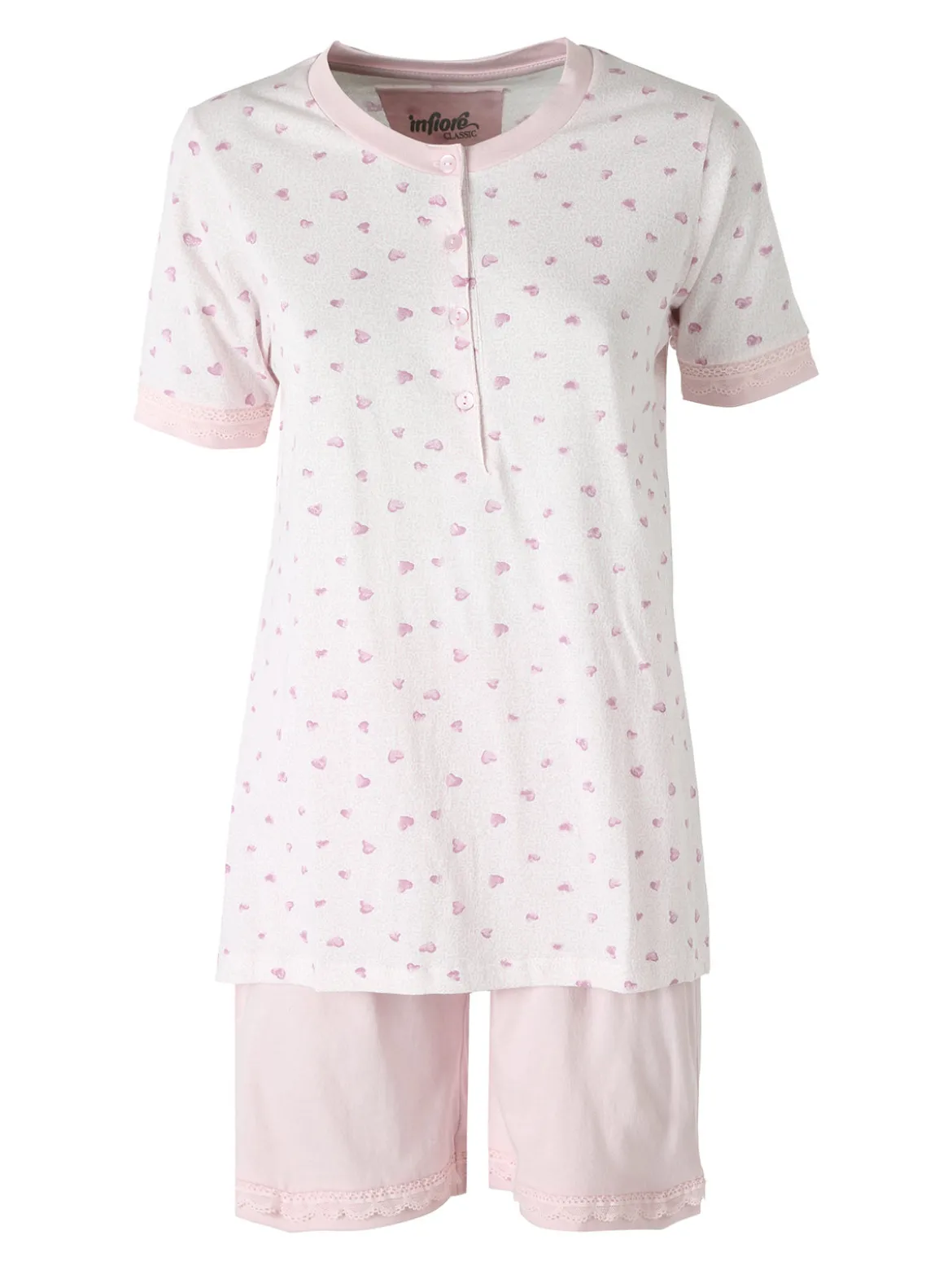 Infiore WILDLOVE Pigiama corto in cotone da donna con t-shirt e shorts - rosa
