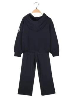 Injuly Completo 2 pezzi da bambina con cappuccio e strass - blu scuro