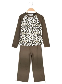 Injuly Completo 2 pezzi da bambina con maglietta stampata e pantaloni a zampa