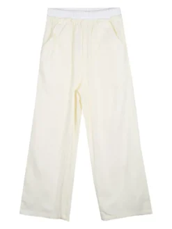 Injuly Completo 3 pezzi da bambina con top traforato e pantaloni misto lino - beige