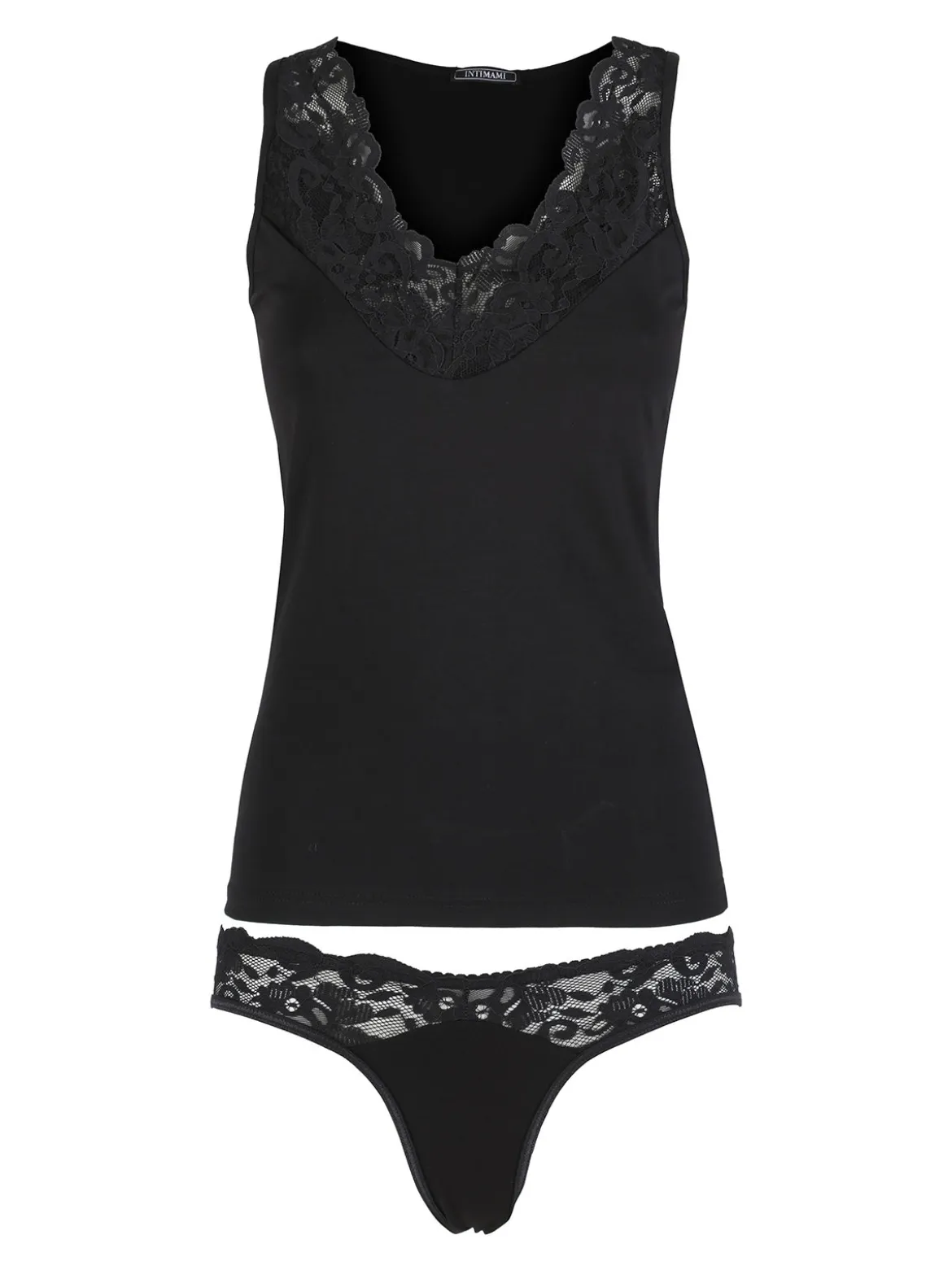 Intimami Coordinato intimo donna in pizzo con top e brasiliana - nero