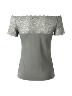 Intimami Maglia donna a maniche corte con pizzo - verde