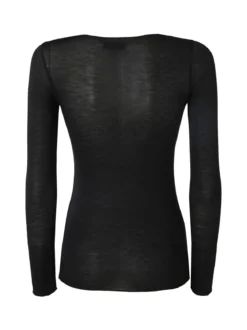 Intimami Maglia donna a maniche lunghe in misto lana con scollo a barca - nero