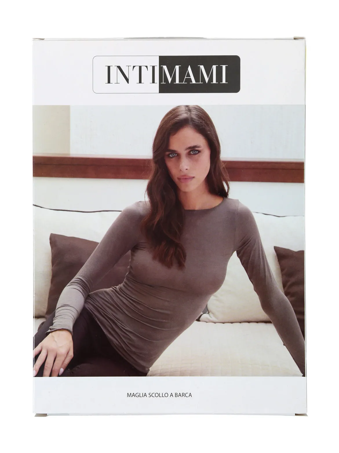 Intimami Maglia donna a maniche lunghe in misto lana con scollo a barca - nero