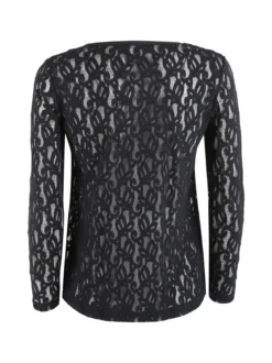 Intimami Top donna a maniche lunghe con pizzo - nero