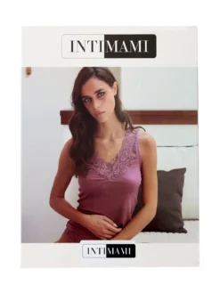 Intimami Top donna a spalla larga con scollo di pizzo - nero