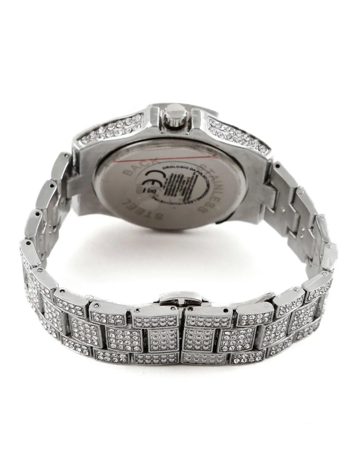 Jcky Orologio da polso con cinturino in acciaio e strass