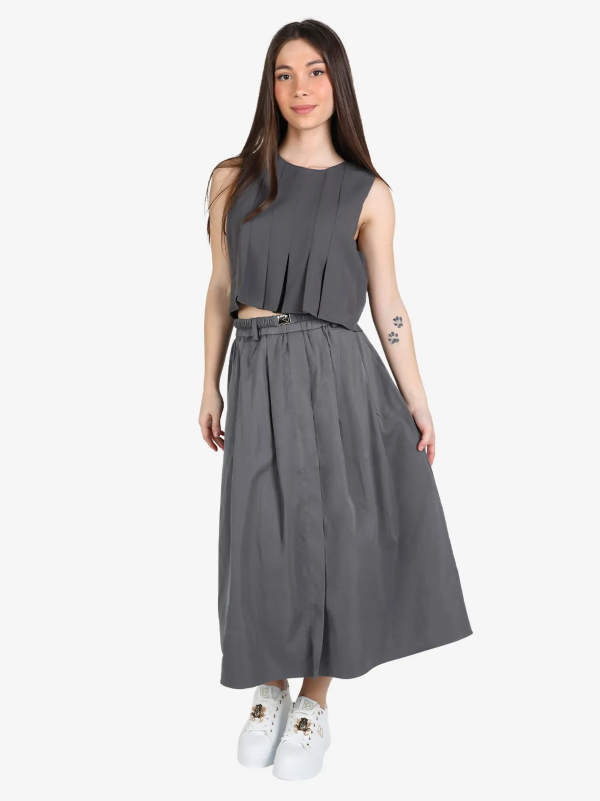 Jeans Louise Francoise Gonna donna midi a vita alta con cintura in vita