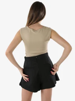 Jeans Louise Francoise Top body donna smanicato con scollo V arricciato - khaki