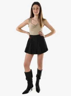 Jeans Louise Francoise Top body donna smanicato con scollo V arricciato - khaki