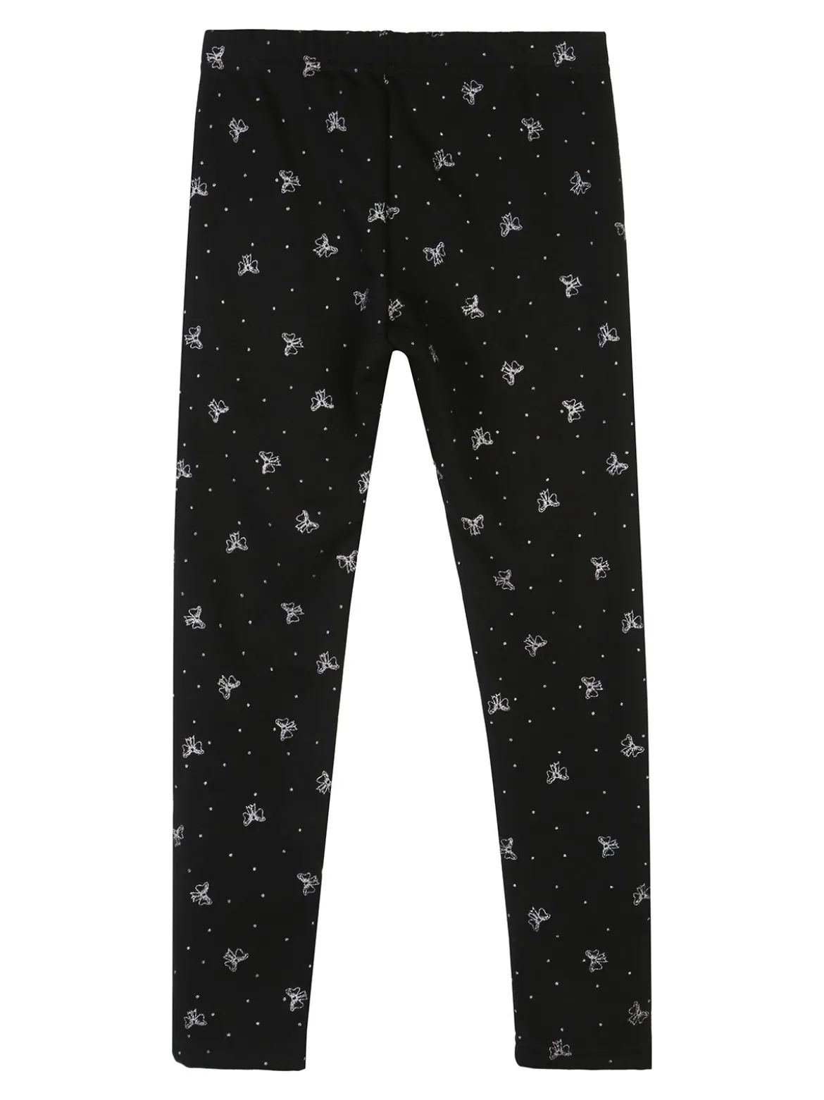 Jebellina Leggings da bambina fiocchi glitter con interno felpato - nero