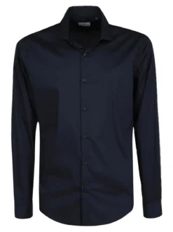 J.E. Mc Collum Camicia blu scuro a maniche lunghe classic fit