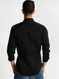 J.E. Mc Collum Camicia nera a maniche lunghe classic fit