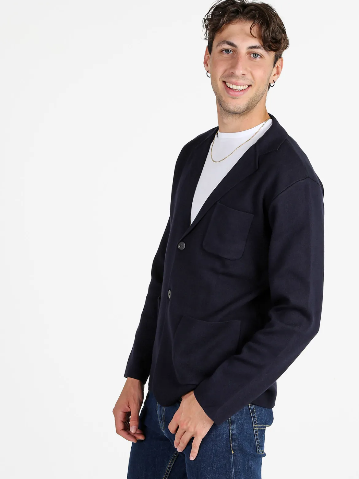 Johnny Looper Blazer uomo in maglia - blu scuro
