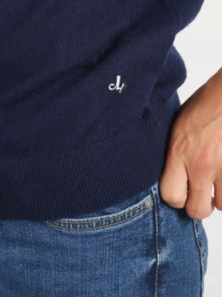 Johnny Looper Maglione girocollo da uomo in misto lana - blu scuro