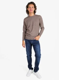 Johnny Looper Maglione girocollo da uomo in misto lana - moro
