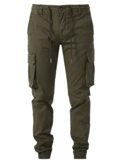 Johnny Looper Pantaloni cargo da uomo con coulisse e polsini - militare