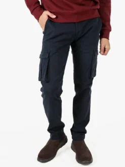 Johnny Looper Pantaloni cargo da uomo slim fit in cotone - blu scuro