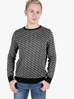 Johnny Looper Pullover da uomo girocollo con stampa bicolore sul davanti