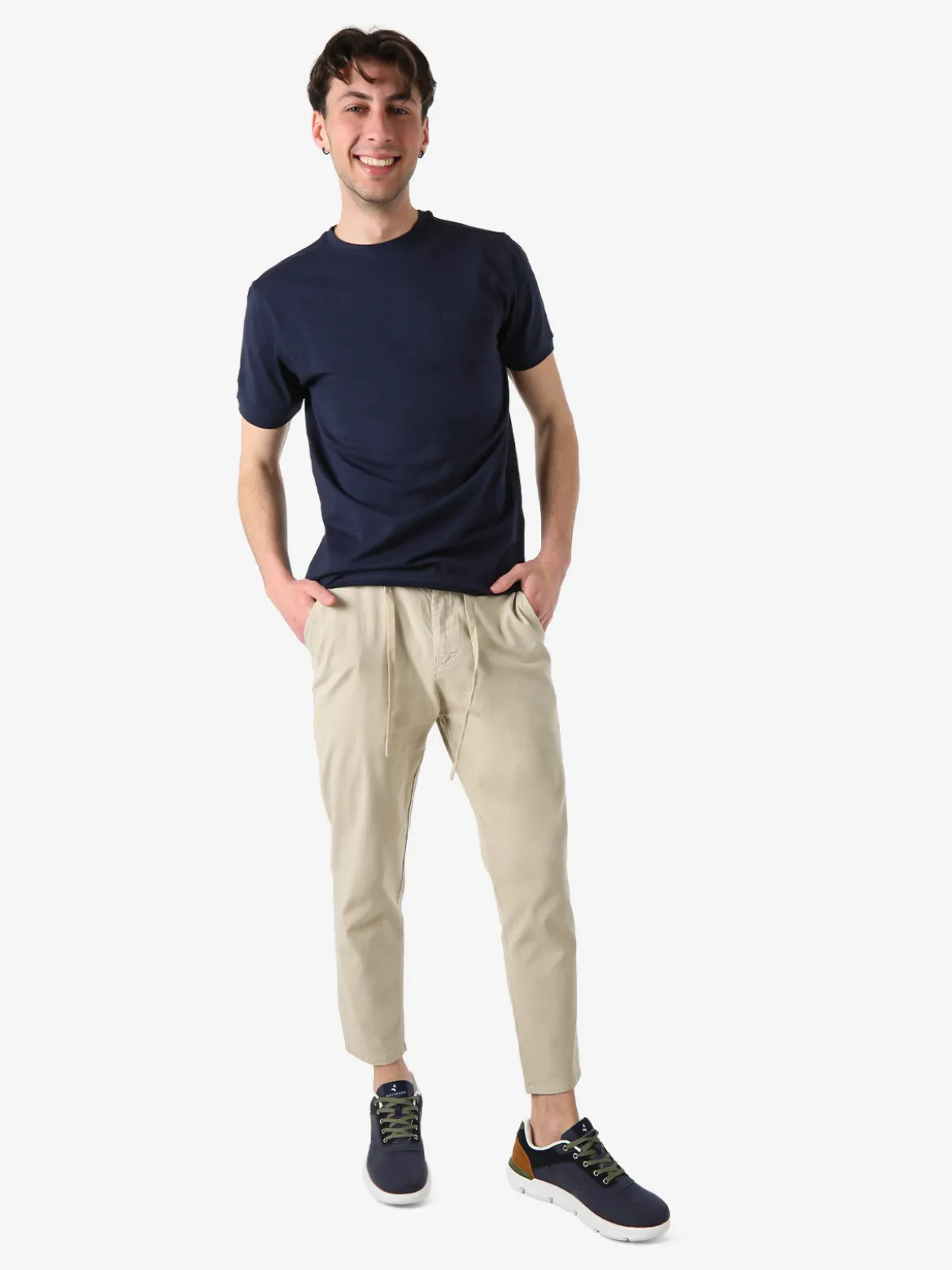 J.Sette Pantaloni casual da uomo in cotone con coulisse - beige