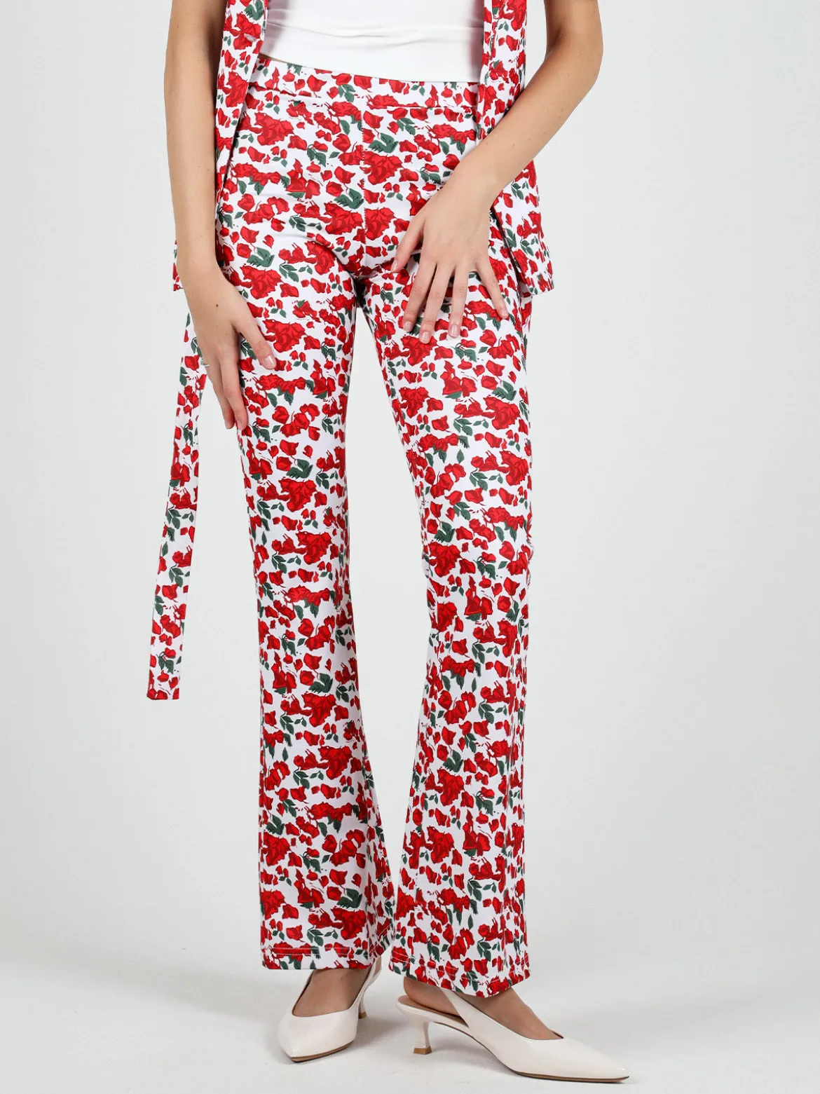 Just West Pantaloni donna a zampa con stampa floreale