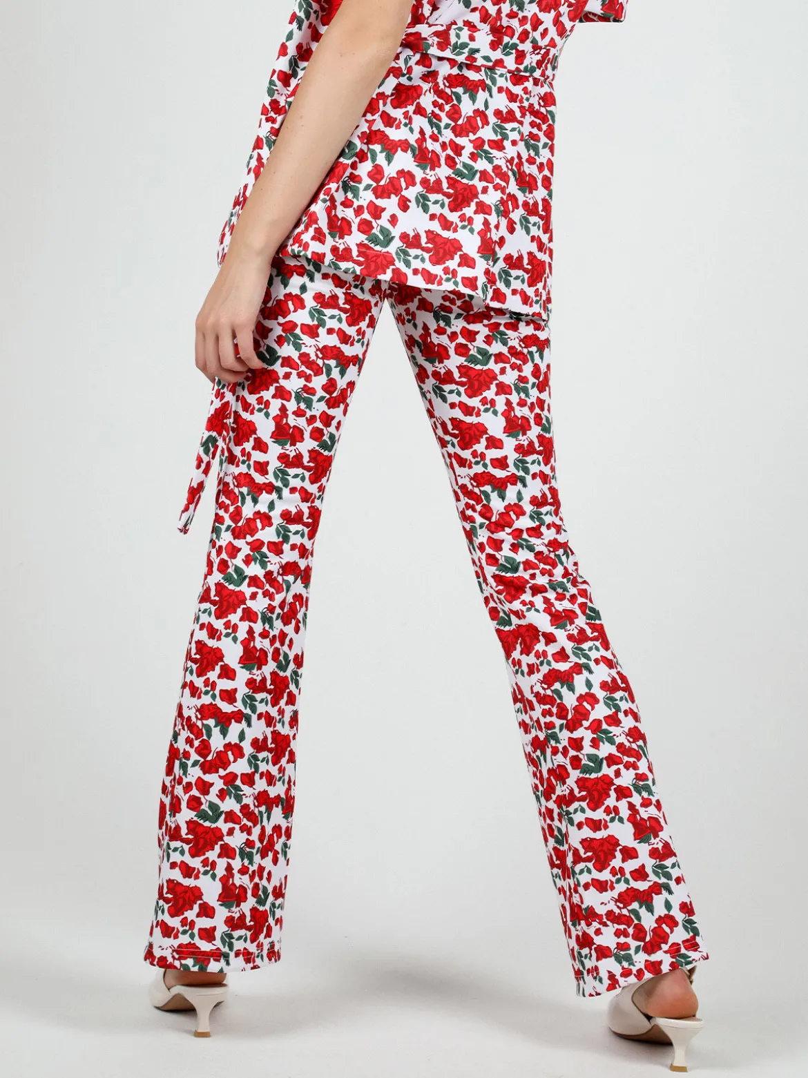 Just West Pantaloni donna a zampa con stampa floreale