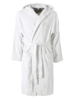 Kappa Accappatoio unisex in spugna con cappuccio - bianco