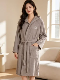Kappa Accappatoio unisex in spugna con cappuccio - sabbia