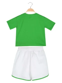 Kappa Completo corto da bambina con t-shirt cropped e shorts - verde