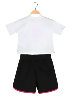 Kappa Completo corto da bambina con t-shirt cropped e shorts - bianco