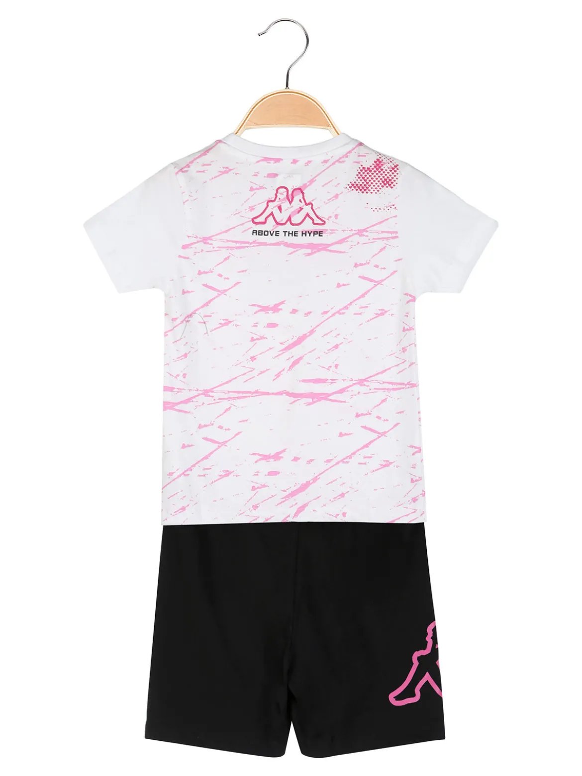 Kappa Completo corto da bambina in cotone con t-shirt e shorts - bianco