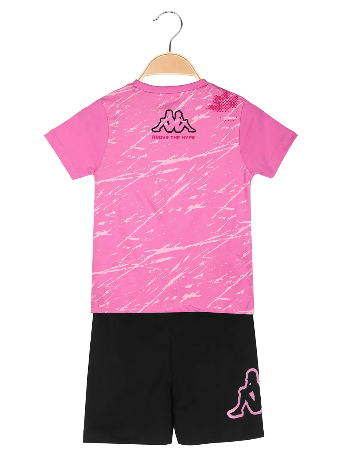 Kappa Completo corto da bambina in cotone con t-shirt e shorts - rosa