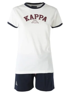 Kappa Completo corto da donna in cotone con logo - bianco