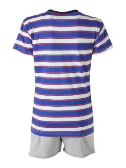 Kappa Completo corto da donna in cotone con stampa a righe e taschino - blu