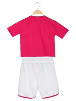 Kappa Completo corto da ragazza in cotone con t-shirt cropped e shorts - fucsia