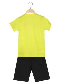 Kappa Completo corto 2 pezzi da bambino in cotone con t-shirt e bermuda - limone