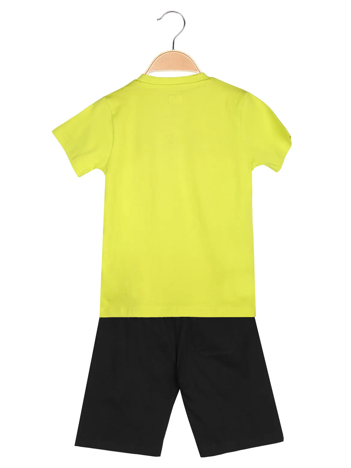 Kappa Completo corto 2 pezzi da bambino in cotone con t-shirt e bermuda - limone