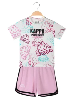 Kappa Completo corto 2 pezzi in cotone da bambina con t-shirt e shorts
