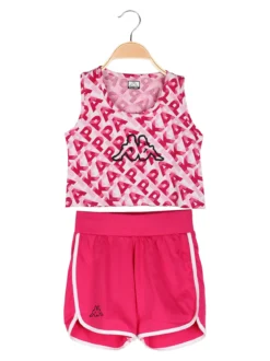Kappa Completo smanicato da ragazza in cotone con canotta cropped e shorts - fucsia