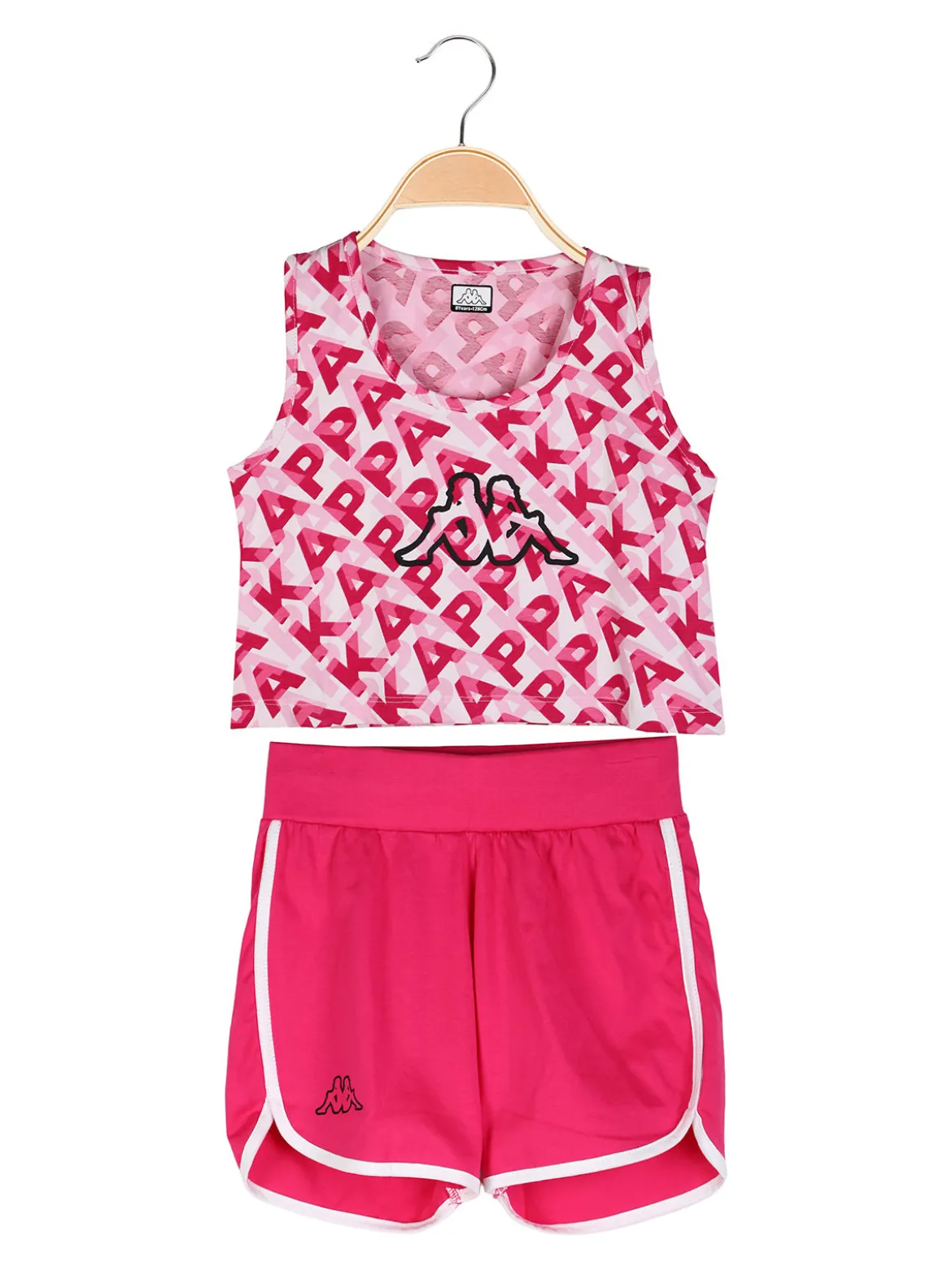 Kappa Completo smanicato da ragazza in cotone con canotta cropped e shorts - fucsia