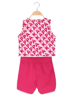 Kappa Completo smanicato da ragazza in cotone con canotta cropped e shorts - fucsia