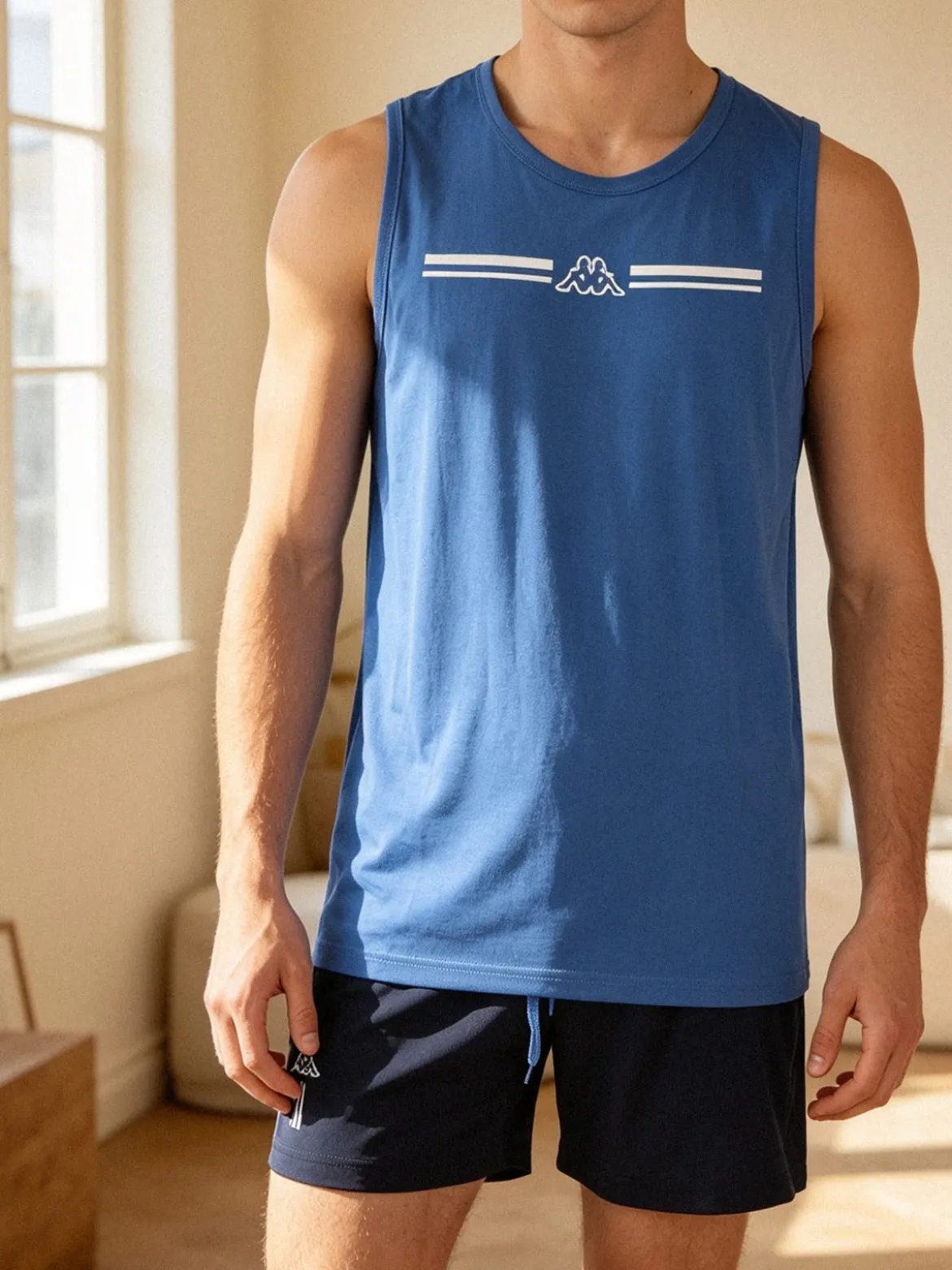 Kappa Completo smanicato da uomo in cotone con logo - jeans