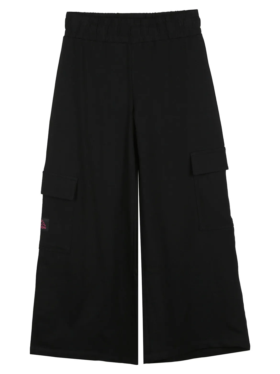 Kappa Completo tuta da ragazza con felpa cropp e pantaloni cargo a gamba larga - nero
