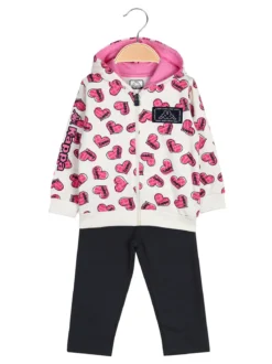 Kappa Completo tuta 2 pezzi da neonata con cappuccio e zip con logo - panna