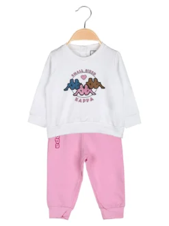 Kappa Completo tuta 2 pezzi da neonata con felpa e pantaloni in cotone - bianco