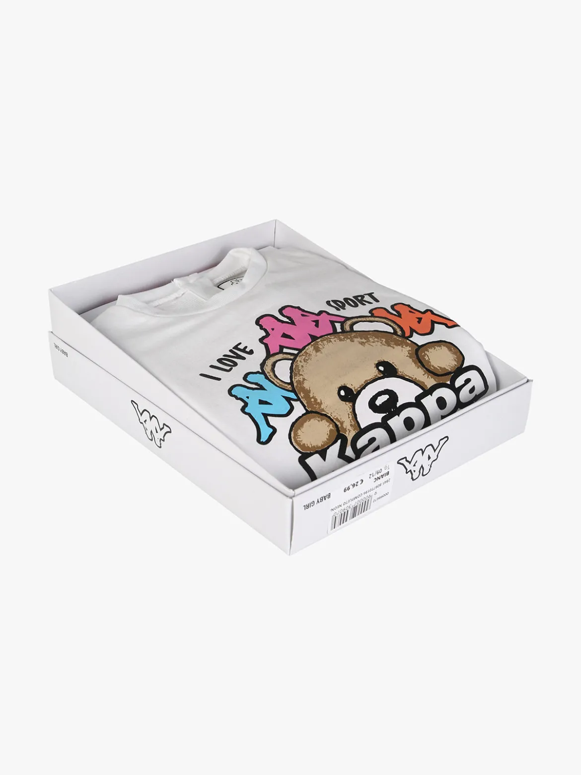 Kappa Completo tuta 2 pezzi da neonata con felpa e pantaloni in cotone - bianco